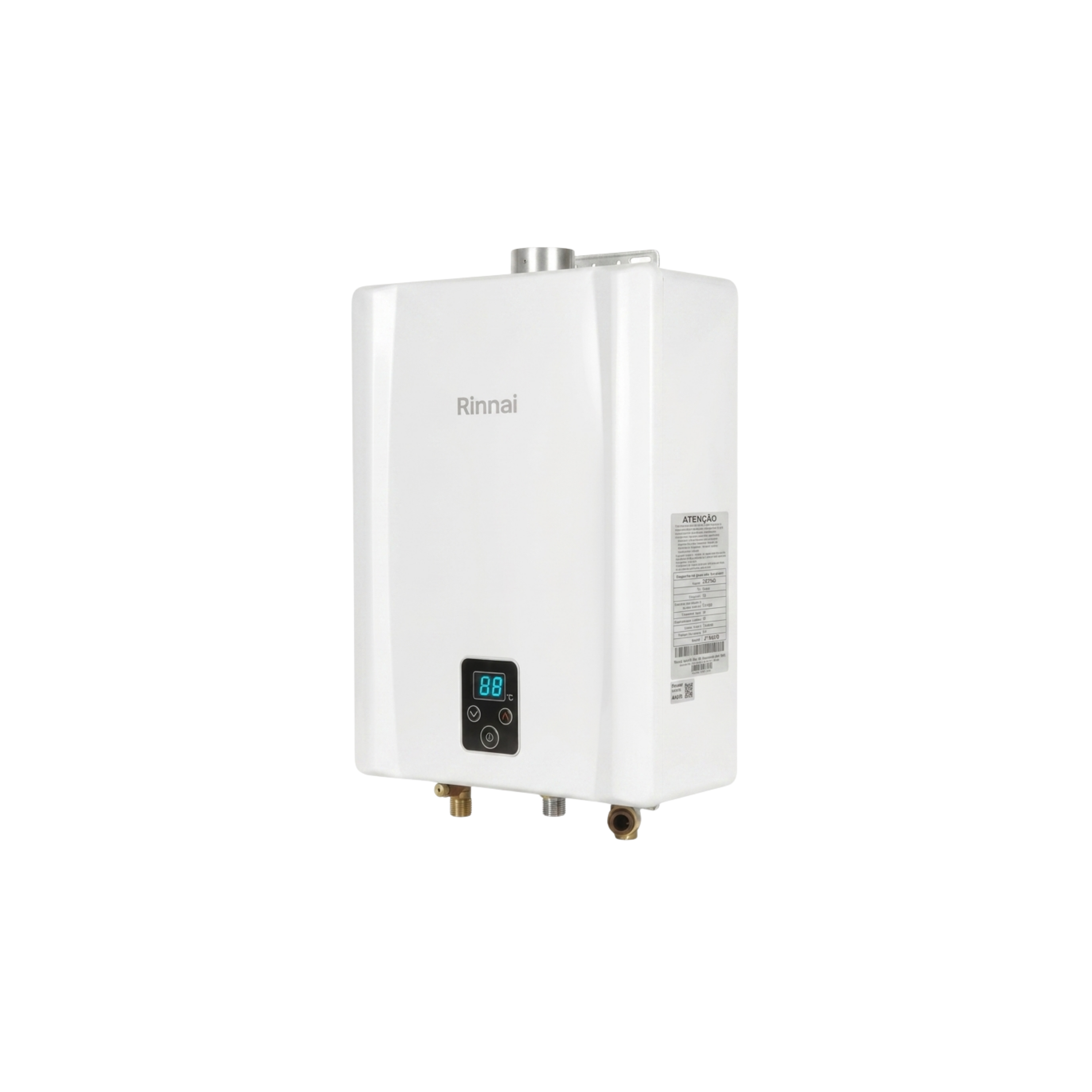 Rinnai 21 litros · tiro forzado balanceado blanco